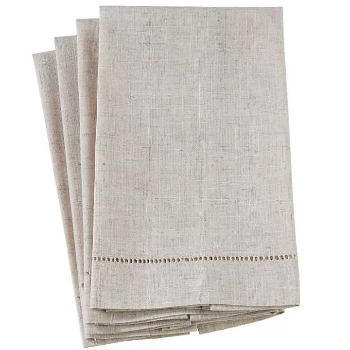 Hot Natural Hemstitch Guest Towels, Set of 4 Bath Towels