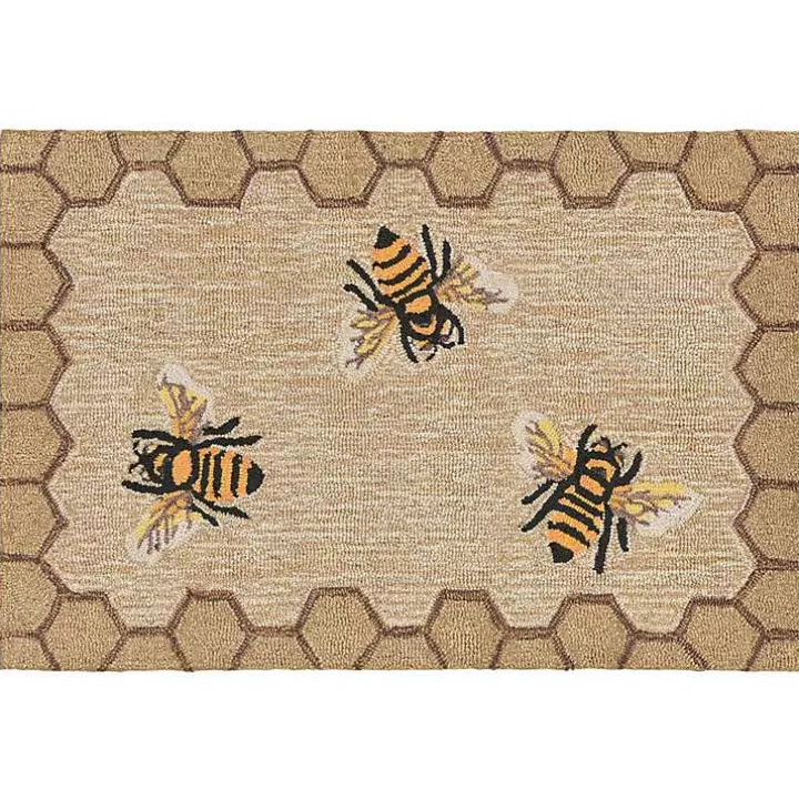 Online Natural Honeycomb & Bees Outdoor Accent Rug Outdoor Rugs