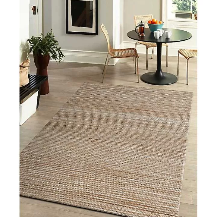 New Natural Jute and Wool Woven Area Rug, 5x8 Area Rugs