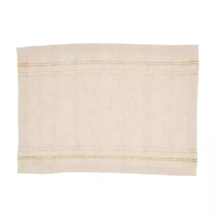 Fashion Natural Leno Striped Placemats, Set of 4 Table Linens