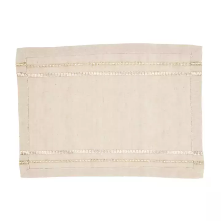 Fashion Natural Leno Striped Placemats, Set of 4 Table Linens