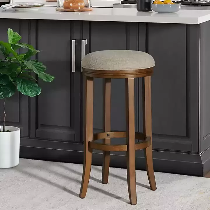 Shop Natural Linen and Wood Bar Stool Bar Stools & Counter Height Stools