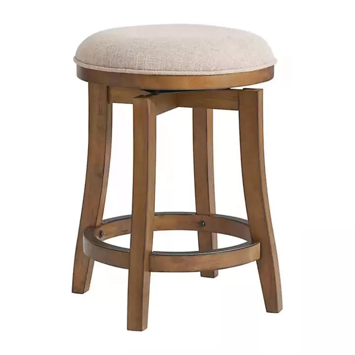 Discount Natural Linen Barrel Base Swivel Counter Stool Bar Stools & Counter Height Stools