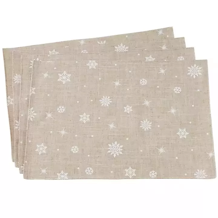 Online Natural Linen Snowflake Placemats, Set of 4 Table Linens