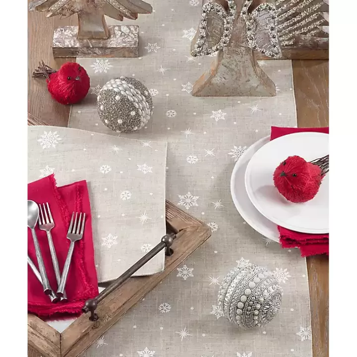 Online Natural Linen Snowflake Placemats, Set of 4 Table Linens