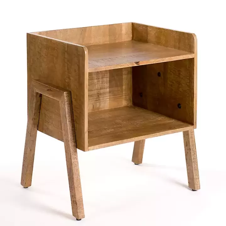 Fashion Natural Mango Wood Cubby Side Table Accent & End Tables