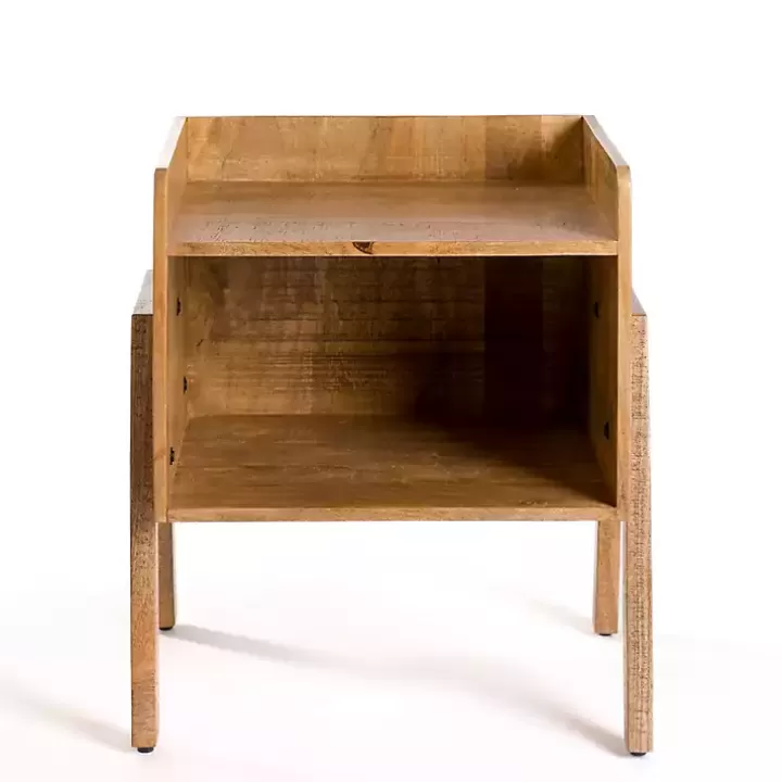 Fashion Natural Mango Wood Cubby Side Table Accent & End Tables