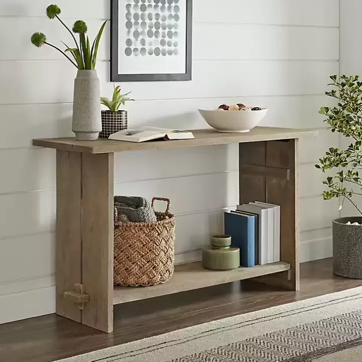 Flash Sale Natural Mango Wood Farmhouse Console Console Tables