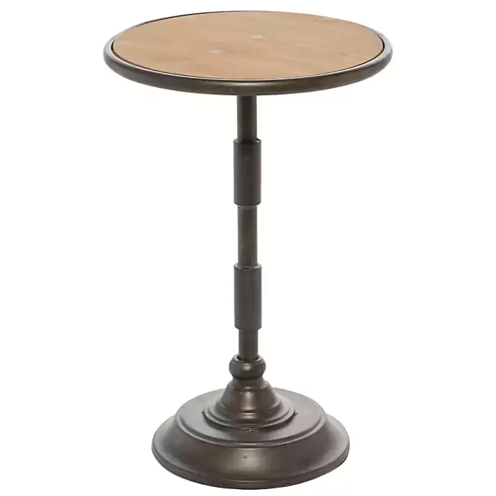 Online Natural Pine and Gray Metal Accent Table, 21 in. Accent & End Tables