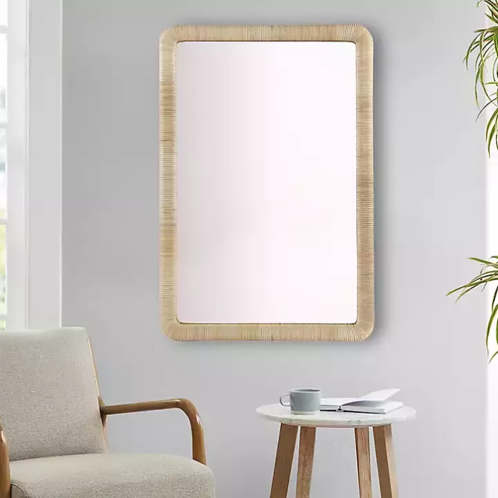 Cheap Natural Rattan Frame Rectangle Wall Mirror Decorative Mirrors