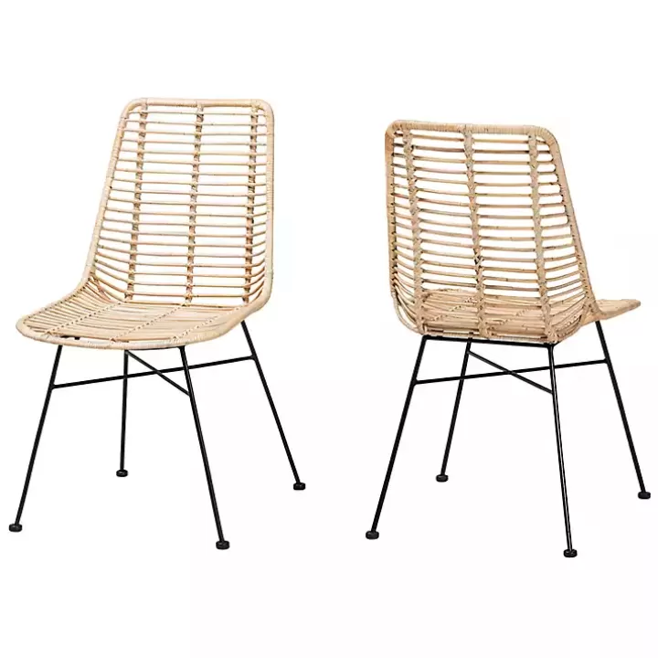 Fashion Natural Rat Manhat Dining Chairs, Set of 2 Dining Chairs