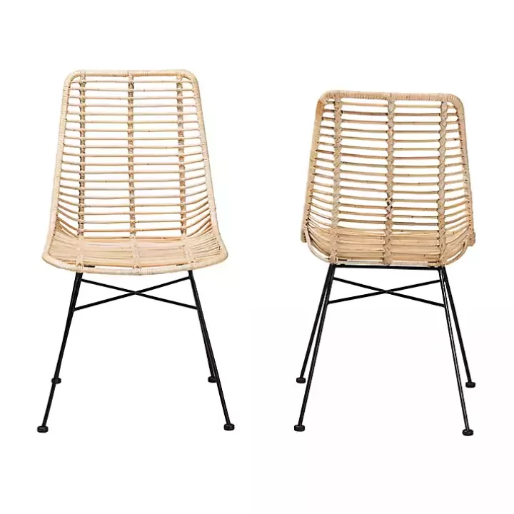 Fashion Natural Rat Manhat Dining Chairs, Set of 2 Dining Chairs