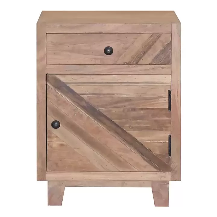 Sale Natural Reclaimed Wood Diagonal Slats Nightsd Nightstands