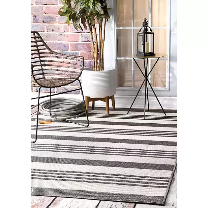 Store Natural Robin Stripe Outdoor Area Rug, 6x9 Outdoor Rugs