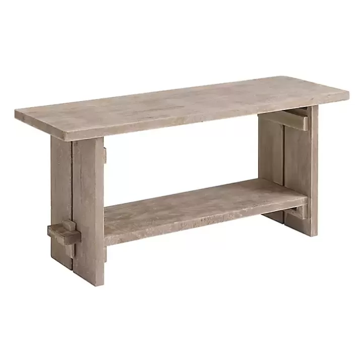Cheap Natural Rustic Whitewashed Mango Wood Bench Benches & Ottomans