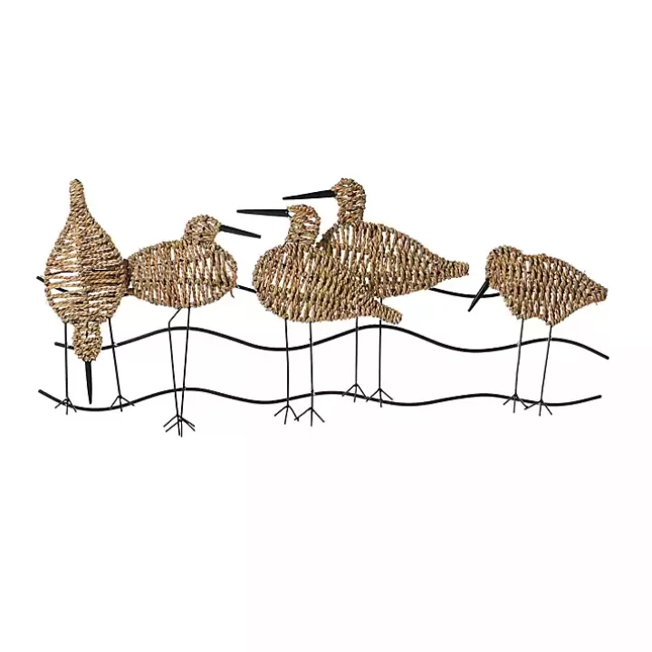 Flash Sale Natural Seagrass and Metal Birds Wall Plaque Wall Plaques