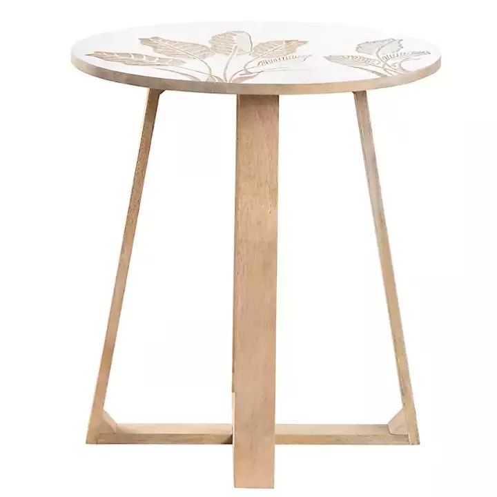 Flash Sale Natural Seaside Tropical Leaves Accent Table Accent & End Tables