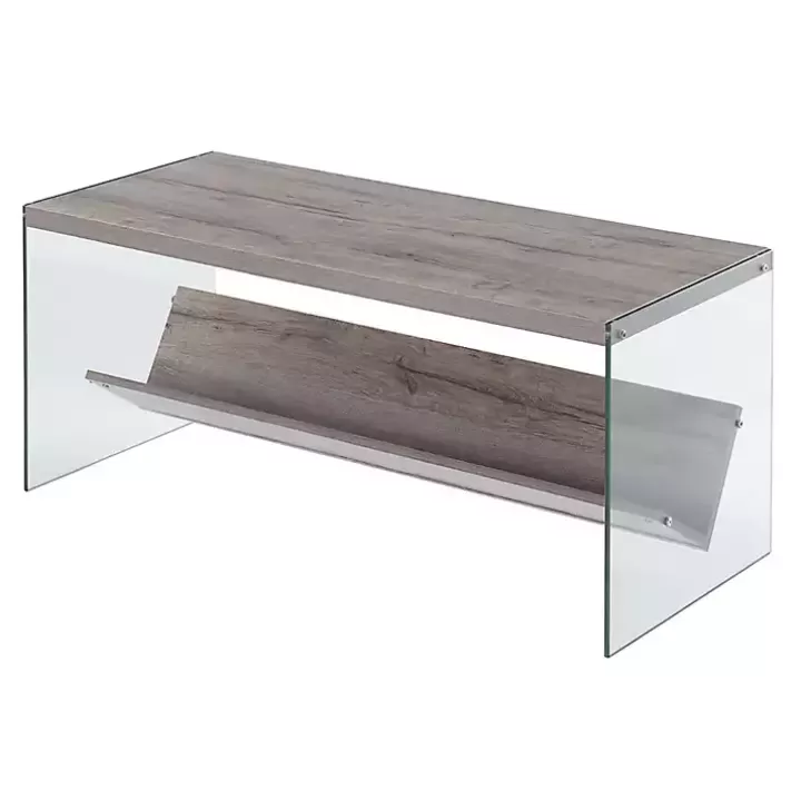 Online Natural Soho Glass Coffee Table with V Shelf Coffee Tables