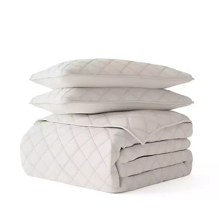 Fashion Natural Stitched Diamond 3-pc. King Quilt Set Quilts
