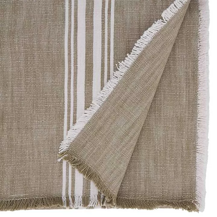 Discount Natural Striped Fringe Table Runner, 72 in. Table Linens