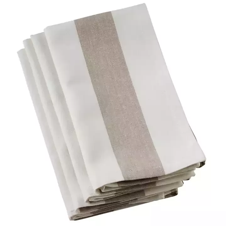 Shop Natural Striped Cotton Napkins, Set of 4 Table Linens