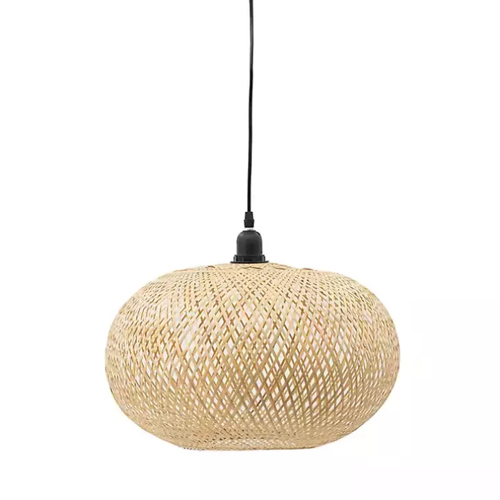 Store Natural Wide Woven Bamboo Globe Pendant Light Chandeliers & Pendant Lighting