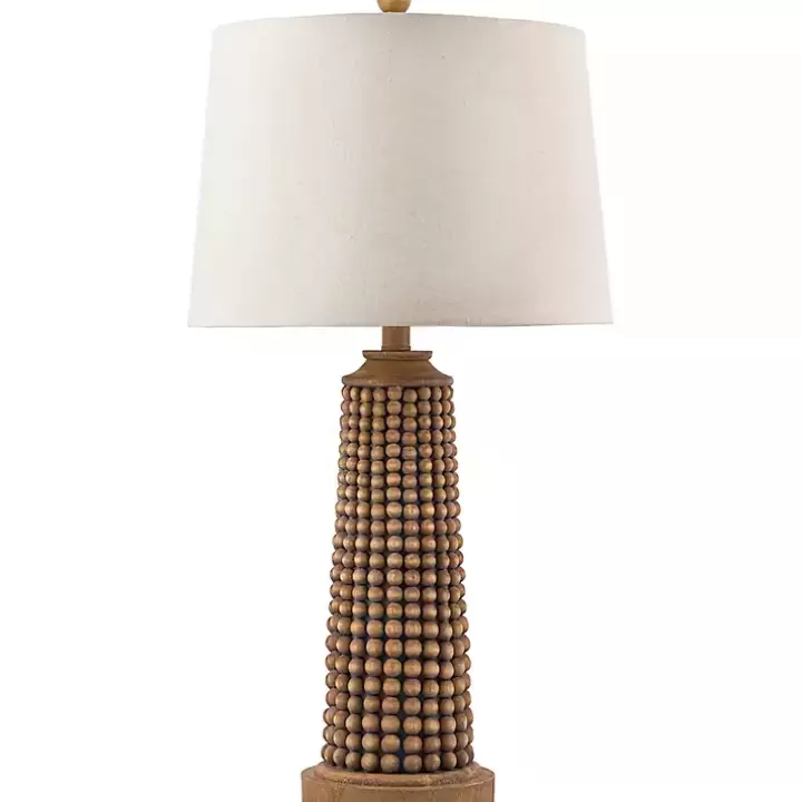 Store Natural Wood Beaded Base Table Lamp Table Lamps