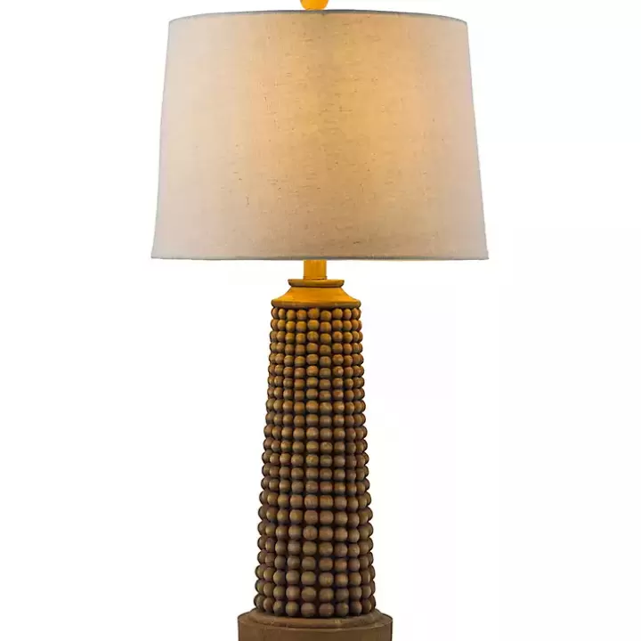 Store Natural Wood Beaded Base Table Lamp Table Lamps