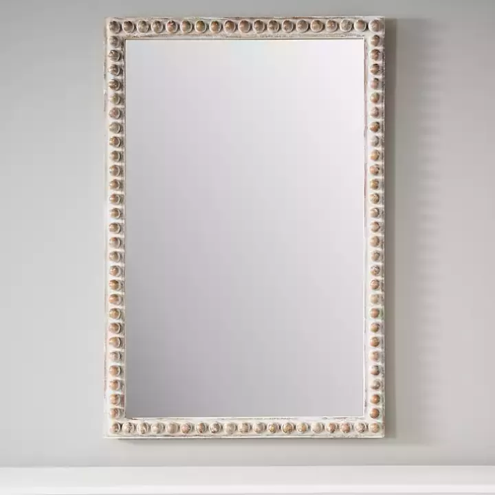 Flash Sale Natural Wood Beaded Frame Mirror Decorative Mirrors