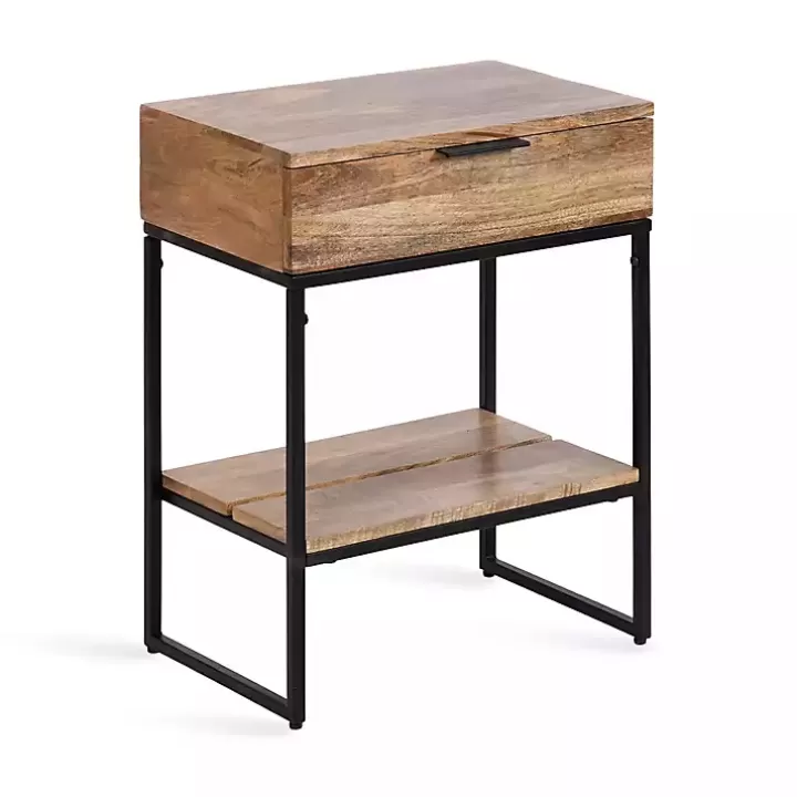 Discount Natural Wood Metal Accent Table Accent & End Tables