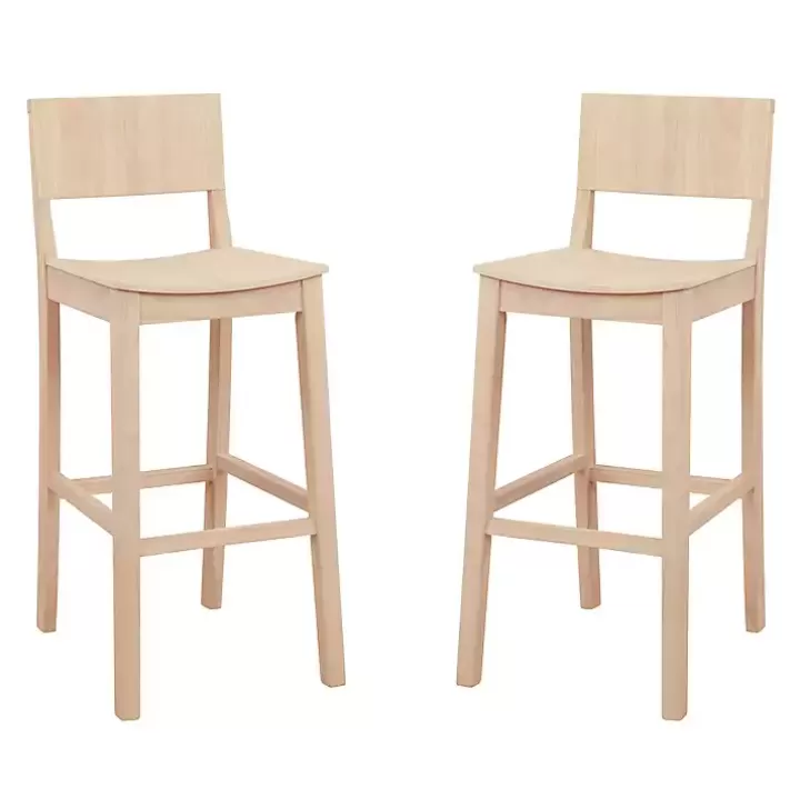 Fashion Natural Wood Devin Bar Stools, Set of 2 Bar Stools & Counter Height Stools