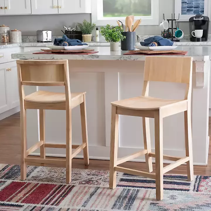 Best Natural Wood Devin Counter Stools, Set of 2 Bar Stools & Counter Height Stools