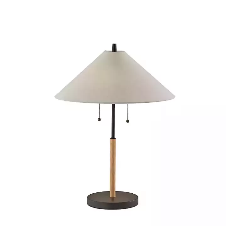 Cheap Natural Wood Flare Two-Bulb Table Lamp Table Lamps