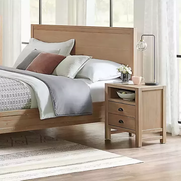 Flash Sale Natural Wood Grain Open Storage Nightsd Nightstands