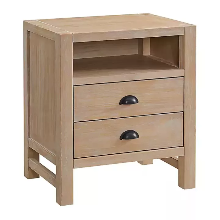 Flash Sale Natural Wood Grain Open Storage Nightsd Nightstands