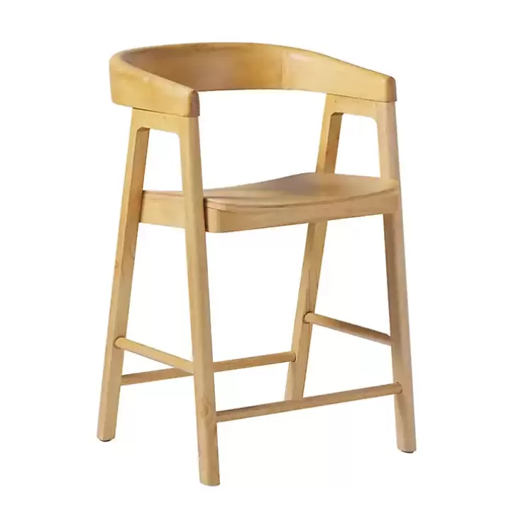 Outlet Natural Wood Rounded Modern Counter Stool Bar Stools & Counter Height Stools