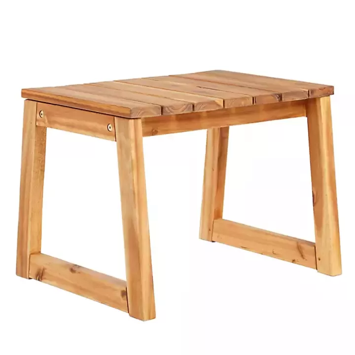 Flash Sale Natural Wood Slatted Box Leg Outdoor Side Table Outdoor Tables