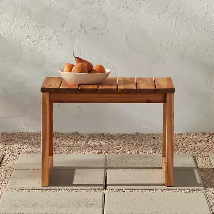 Flash Sale Natural Wood Slatted Box Leg Outdoor Side Table Outdoor Tables