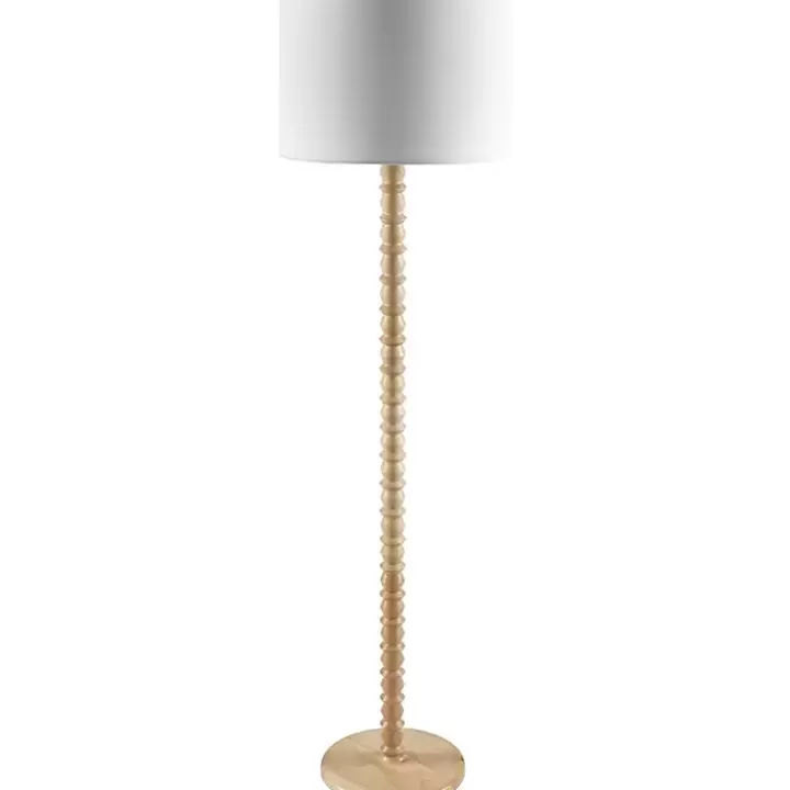 Cheap Natural Wood Spindle Paduak Floor Lamp Floor Lamps