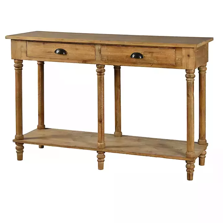 Fashion Natural Wooden 2-Drawer Console Table Console Tables