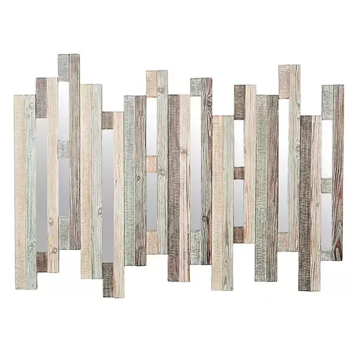 Online Natural Wooden Planks Mirrored Wall Plaque Wall Plaques