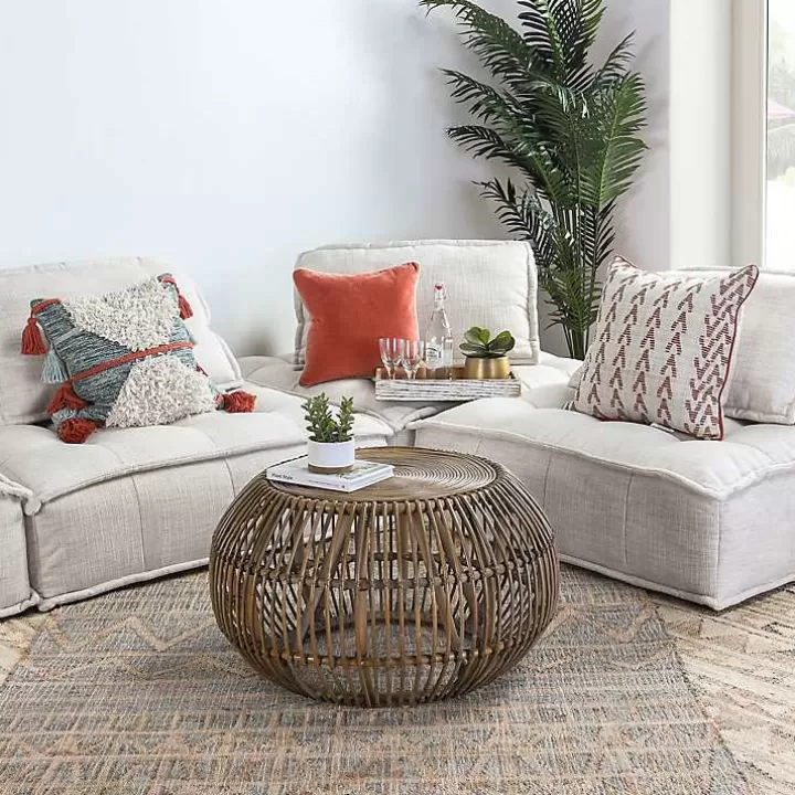 Flash Sale Natural Woven Rat Round Coffee Table Coffee Tables