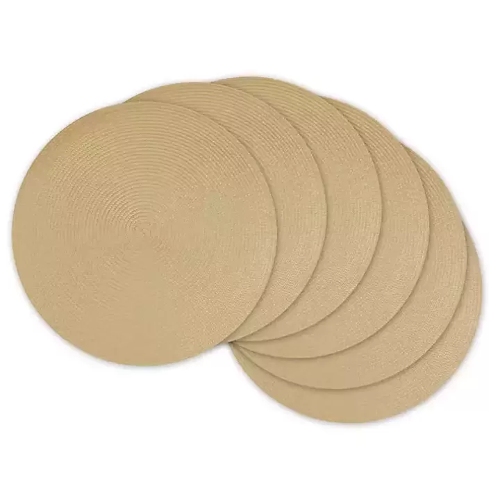 Fashion Natural Woven Round Placemats, Set of 6 Table Linens