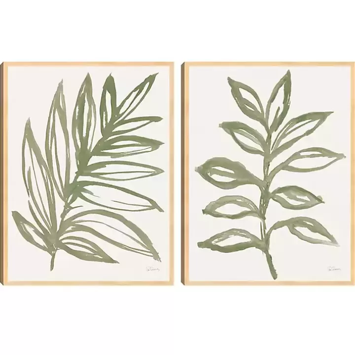 Fashion Nature in Sage Framed Canvas Art Prints, Set of 2 Canvas Art