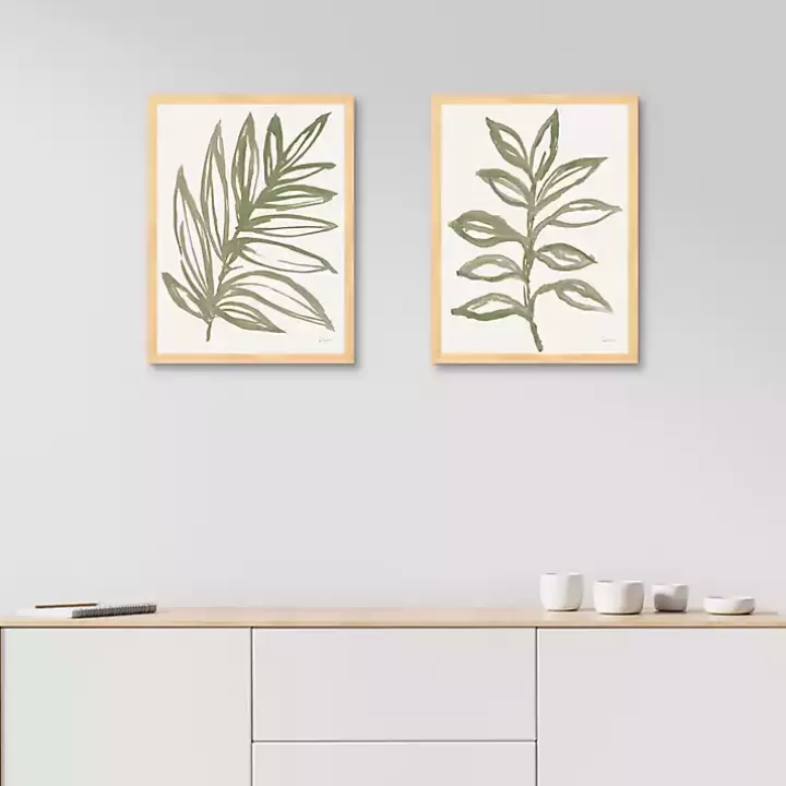 Fashion Nature in Sage Framed Canvas Art Prints, Set of 2 Canvas Art