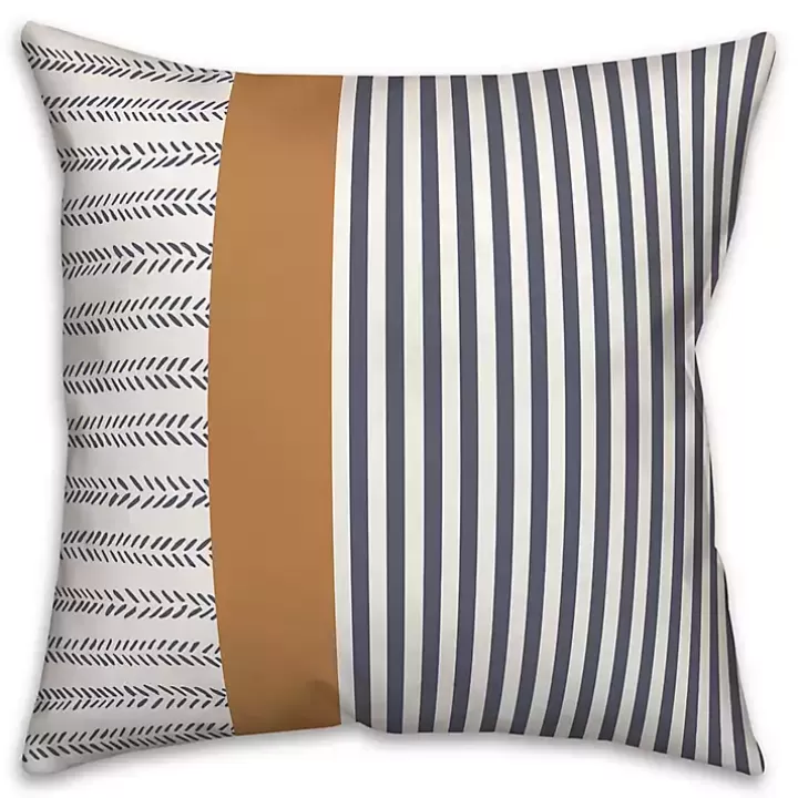 Cheap Navy & Burnt Orange Stripes Indoor/Outdoor Pillow Outdoor Cushions & Pillows