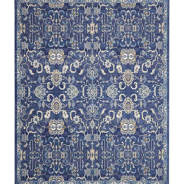 Store Navy and Beige Botanical Area Rug, 7x10 Area Rugs