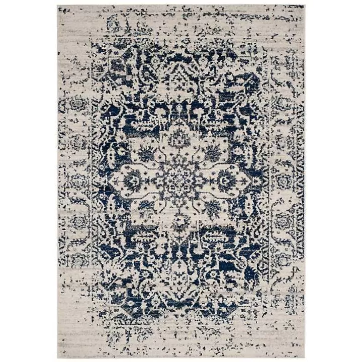 Cheap Navy and Cream Madison Distressed Area Rug, 6x9 Area Rugs