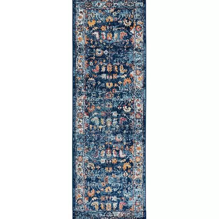 Shop Navy and Orange Bordered Runner, 2x6 Area Rugs