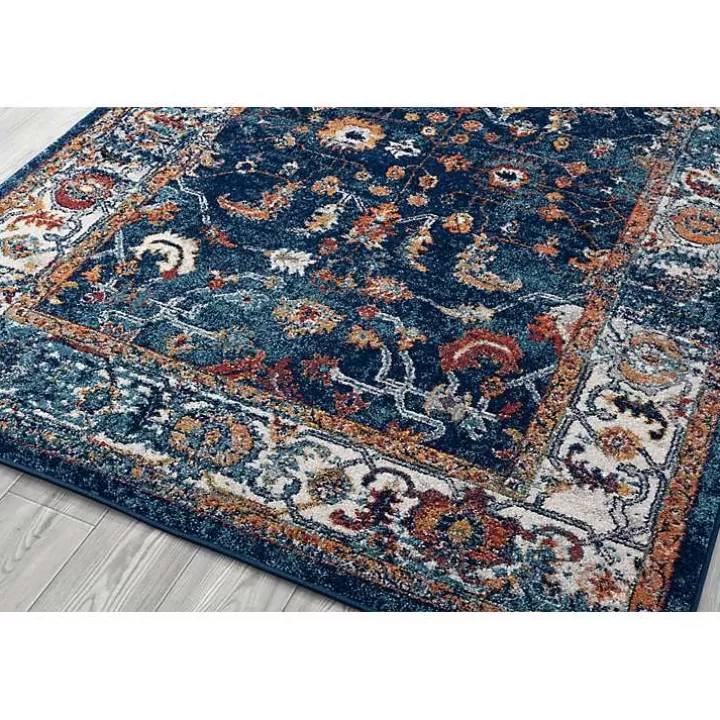 Shop Navy and Orange Bordered Runner, 2x6 Area Rugs